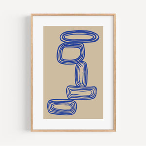 Blue Stones - Minimal Art Postcard / Poster