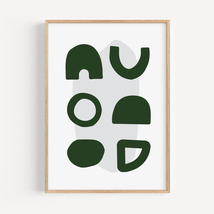 Green Shapes - Abstract Art Postcard / Poster