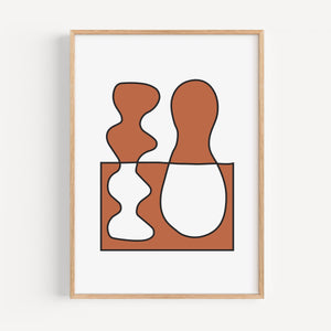 Terracotta Duo - Abstract Art Postcard / Poster