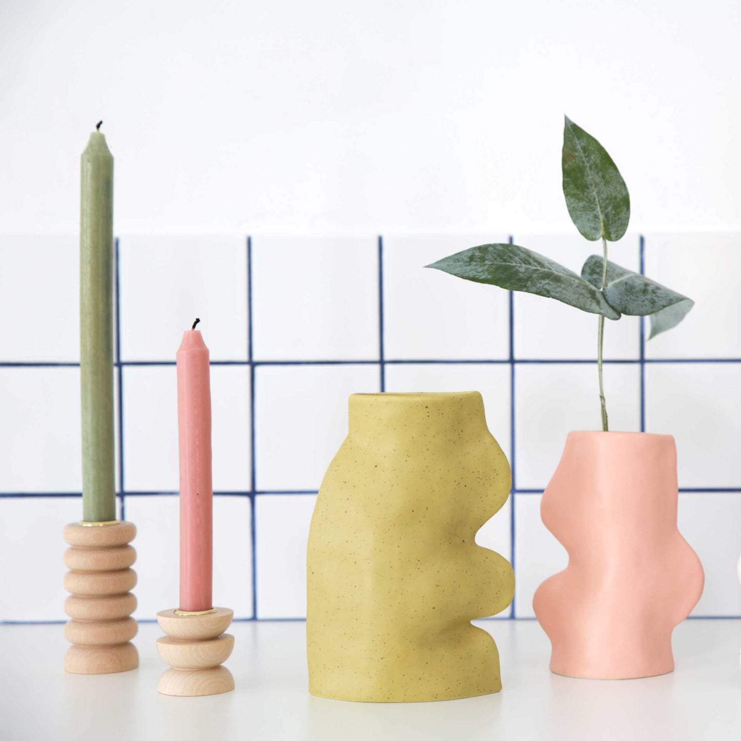 Fluxo Keramikvase - Groß Pistaziengrün