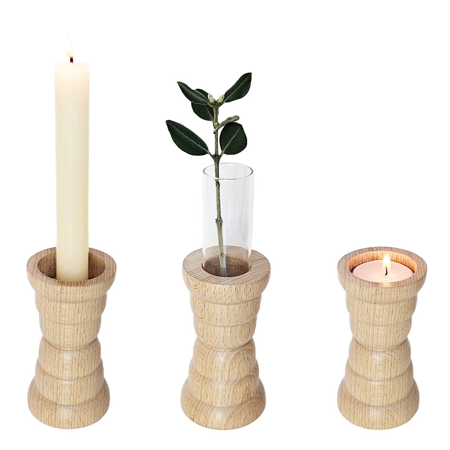 Vira 3 in 1 - Pure Wood II - Candle Holder / Tea Light Holder / Vase