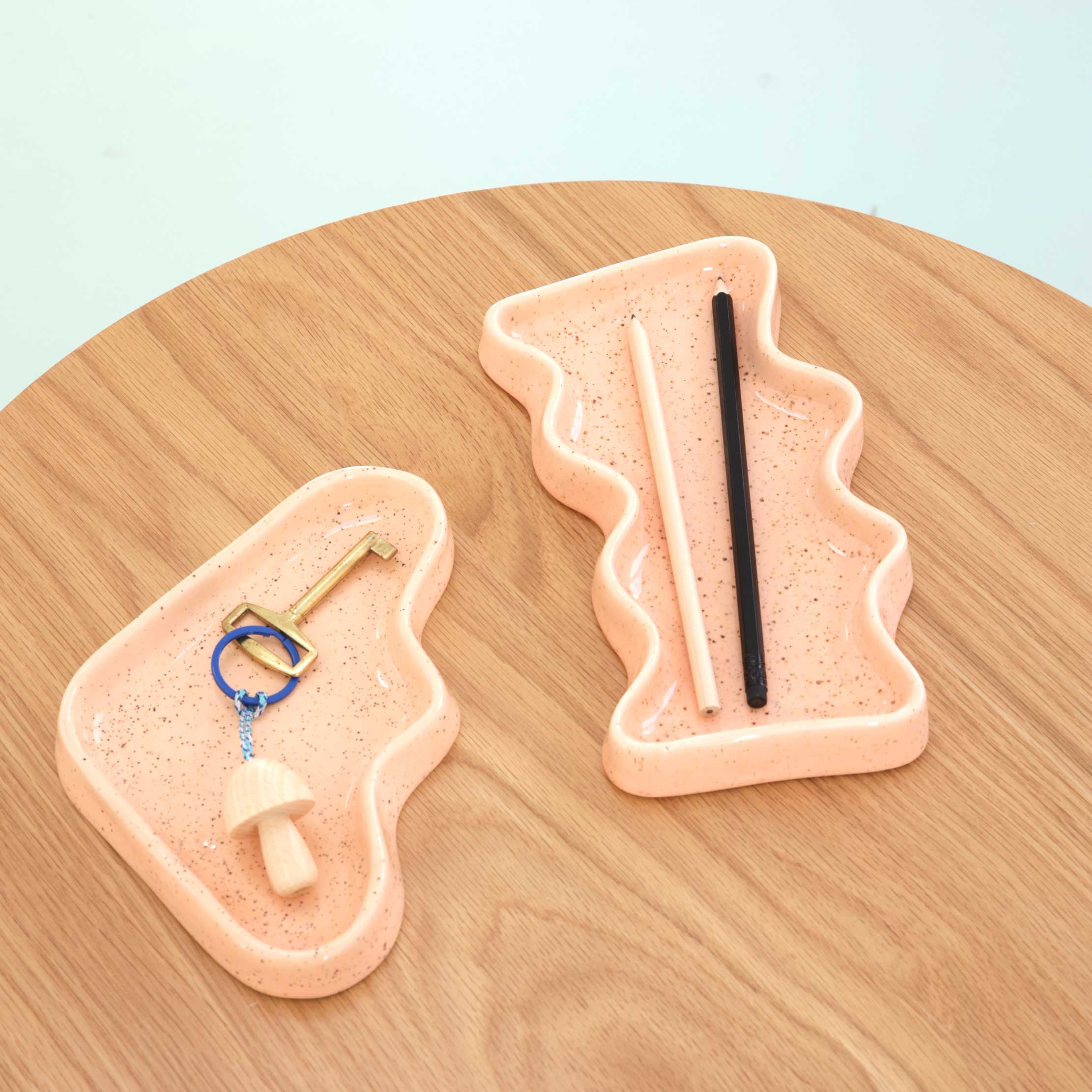 Ceramic Wave Trays - Speckled Peach - Rectangle thumbnail 2