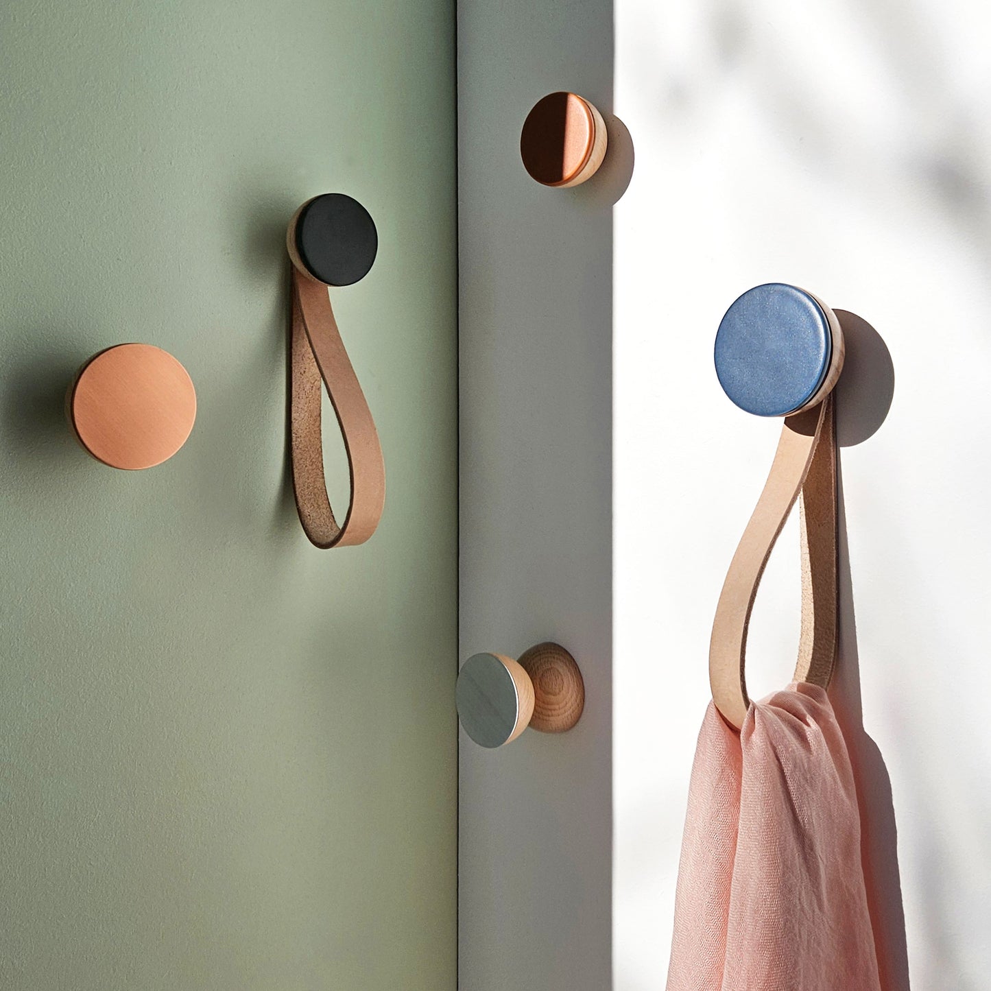 Round Beech Wood & Copper Wall Mounted Coat Hook / Knob