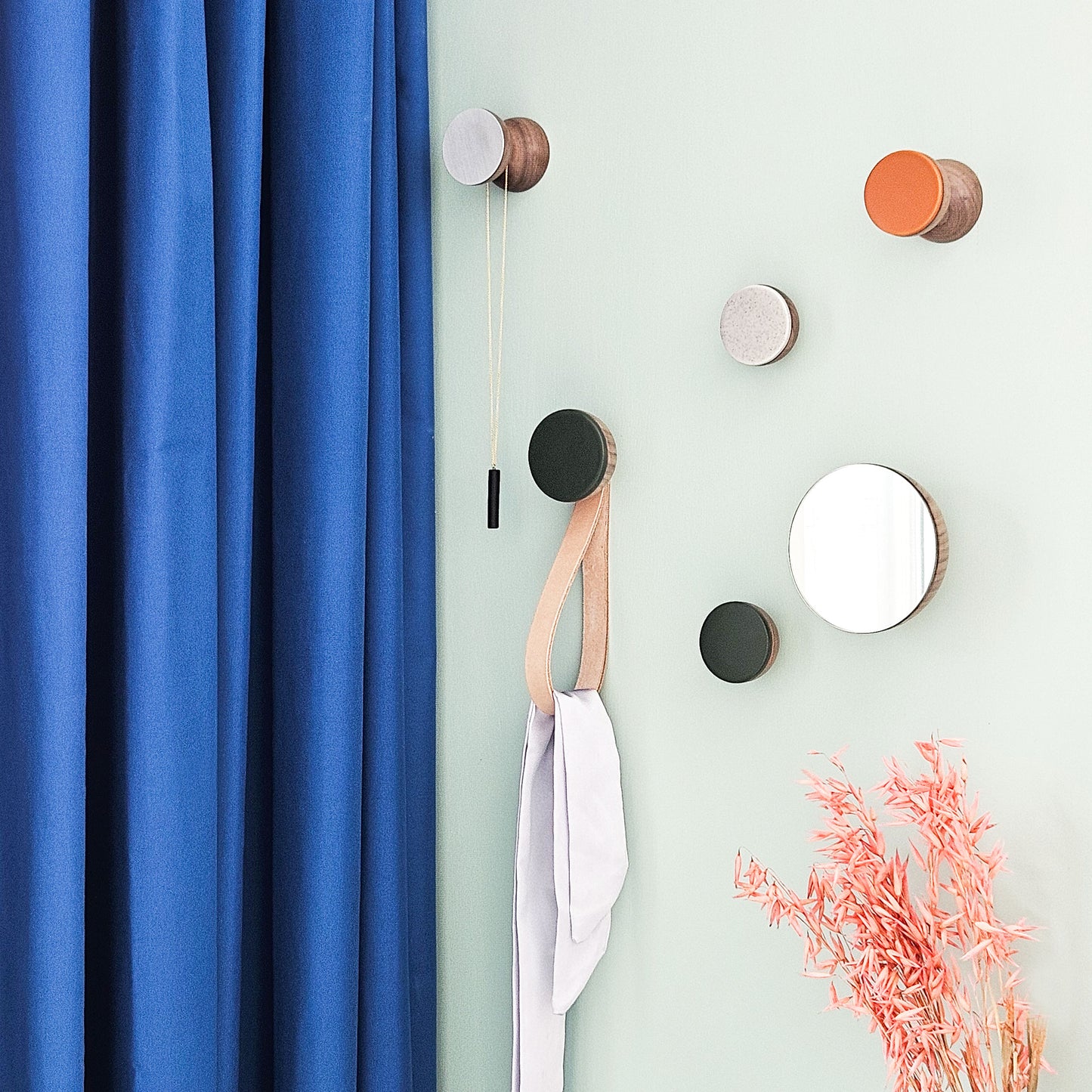 Geometric Walnut Wood & Aluminium Wall Mounted Coat Hook / Knob