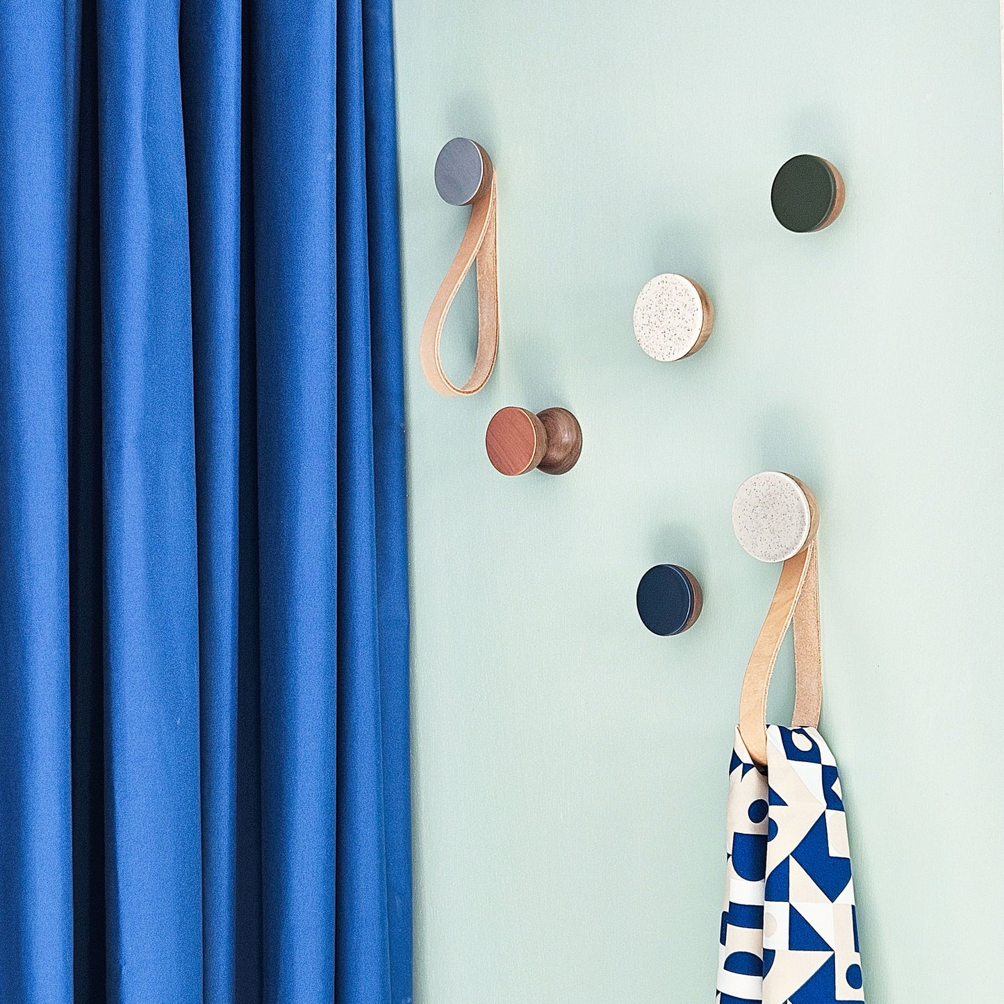 Geometric Walnut Wood & Copper Wall Mounted Coat Hook / Knob