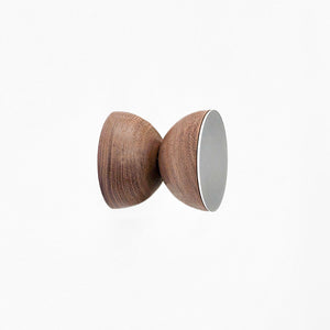 Geometric Walnut Wood & Aluminium Wall Mounted Coat Hook / Knob