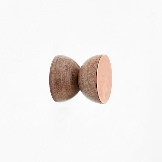 Geometric Walnut Wood & Copper Wall Mounted Coat Hook / Knob