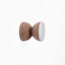 Geometric Walnut Wood & Ceramic Wall Mounted Coat Hook / Knob - Speckled Grey