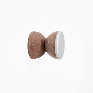 Geometric Walnut Wood & Ceramic Wall Mounted Coat Hook / Knob - Speckled Grey