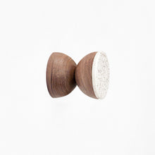 Geometric Walnut Wood & Ceramic Wall Mounted Coat Hook / Knob - Speckled White