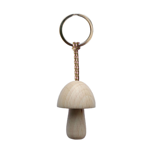 Wooden Mushroom Hanger / Stainless Steel Ring - Mystic Moss