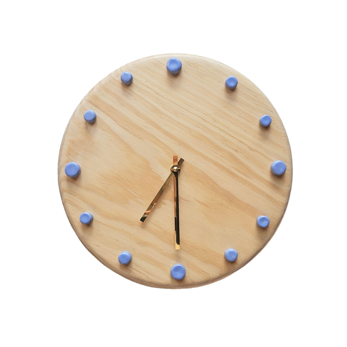 Minimalist Wooden Wall Clock with Handcrafted Ceramics | ⌀29cm - Light Blue