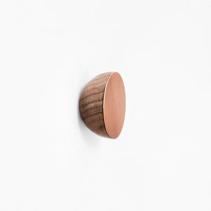 Round Walnut Wood & Copper Wall Mounted Coat Hook / Knob