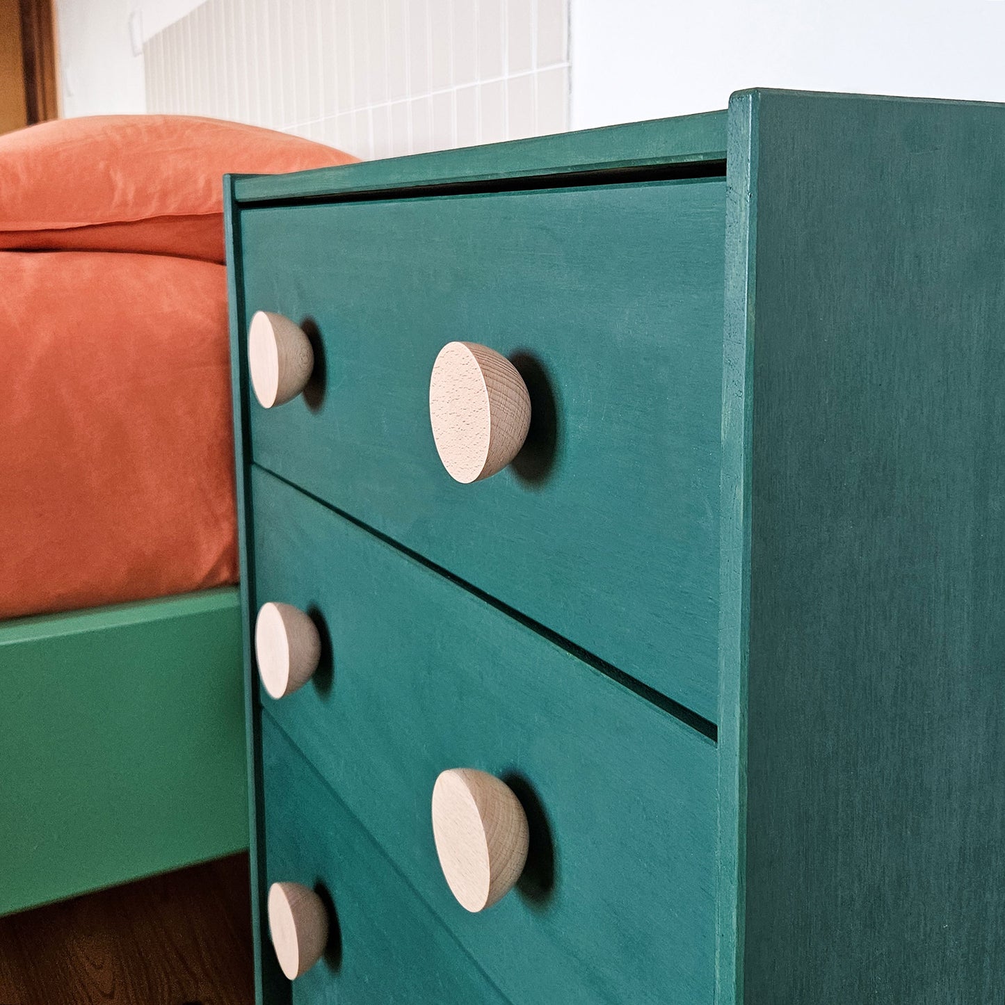 Runder Wandgarderobenhaken/-knauf aus Buchenholz