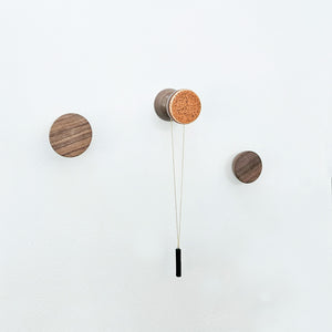 Round Walnut Wood Wall Mounted Coat Hook / Knob