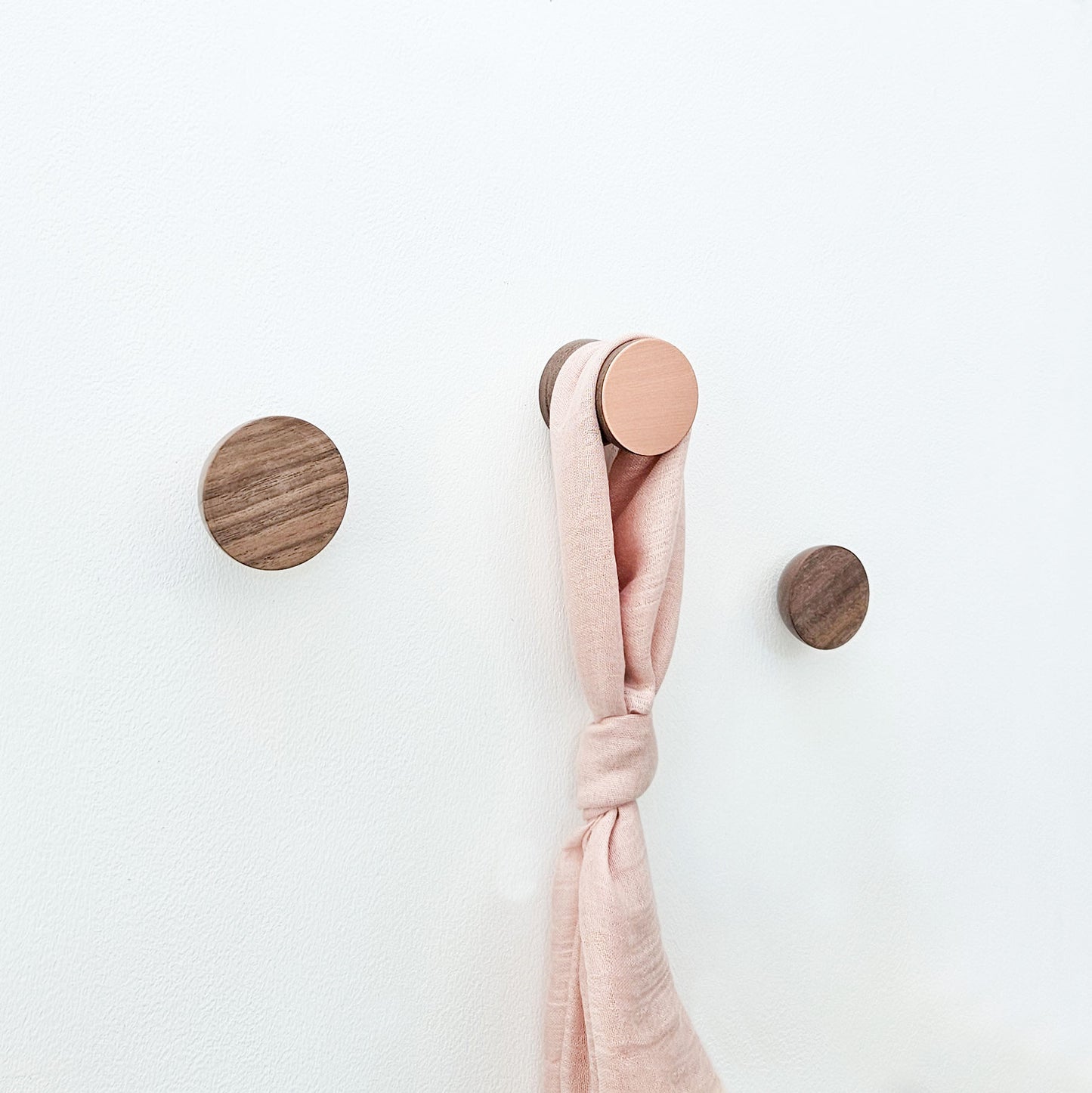 Geometric Walnut Wood & Copper Wall Mounted Coat Hook / Knob