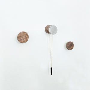 Geometric Walnut Wood & Ceramic Wall Mounted Coat Hook / Knob - Speckled Grey