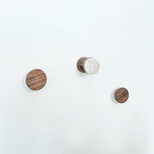 Geometric Walnut Wood & Ceramic Wall Mounted Coat Hook / Knob - Speckled White