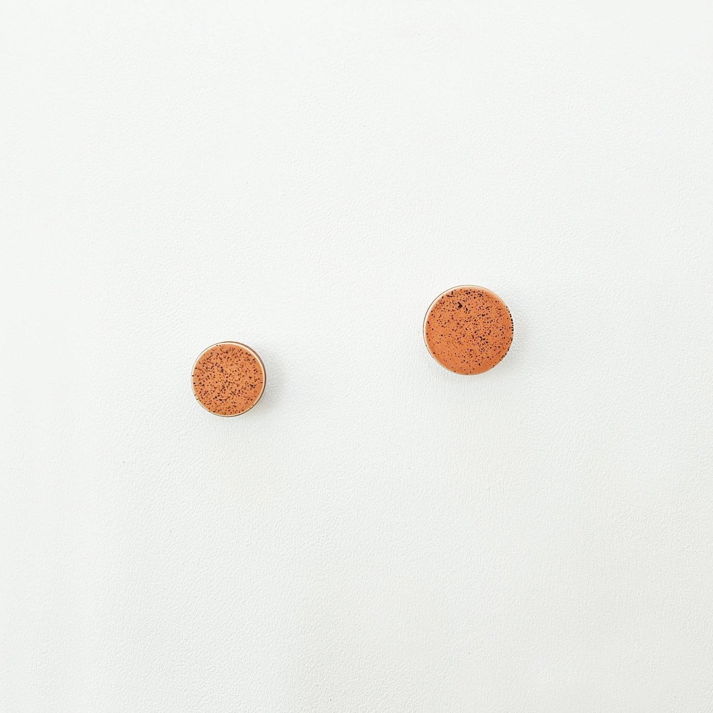 Round Walnut Wood & Ceramic Wall Mounted Coat Hook / Knob - Terracotta Orange Specks