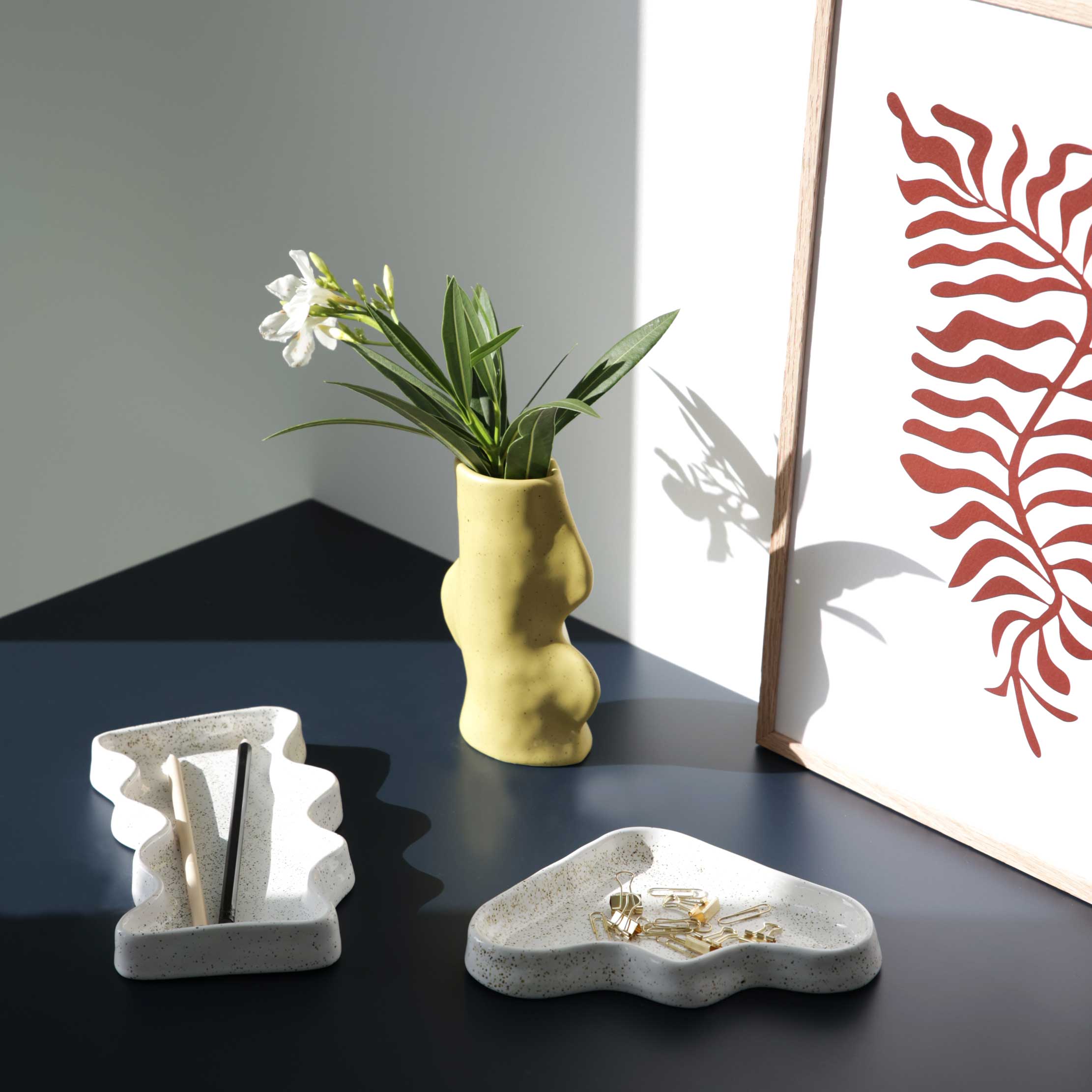 Ceramic Wave Trays - Speckled White - Triangle thumbnail 2