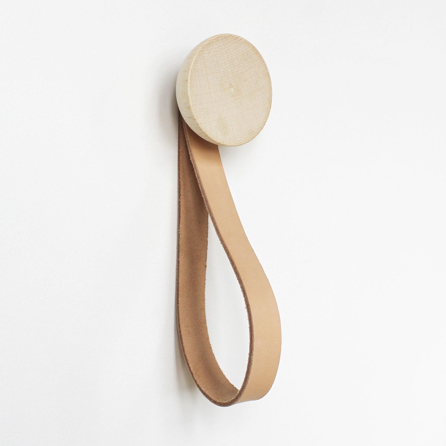 Round Beech Wood Wall Mounted Coat Hook / Hanger with Leather Strap – 5mm  Paper