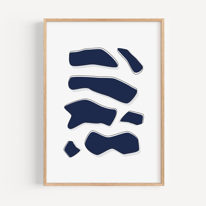 Oceaan Blauwe Golven - Minimalistische Poster