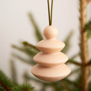 Set of 6 - Wooden Christmas Tree Bauble