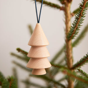 Set of 6 - Wooden Christmas Tree Bauble