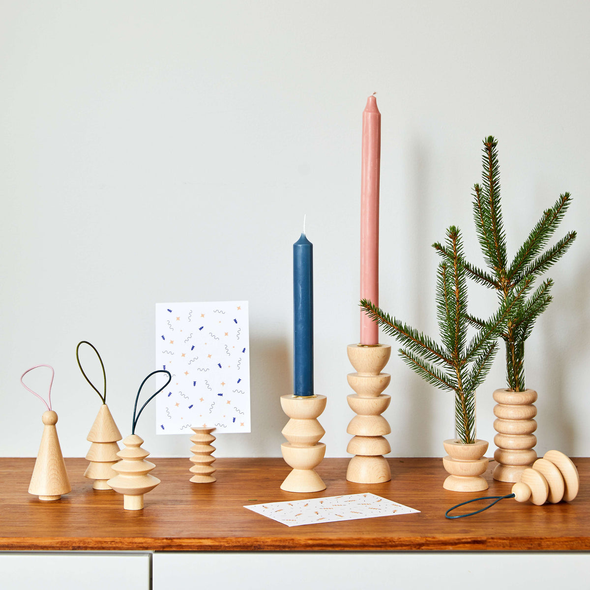 6er Set - Christbaumkugel aus Holz 