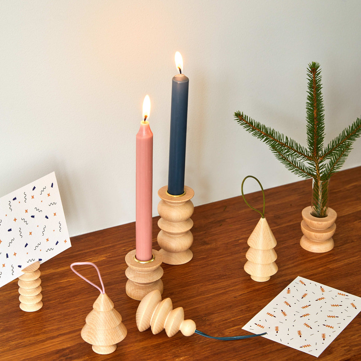 6er Set - Christbaumkugel aus Holz 