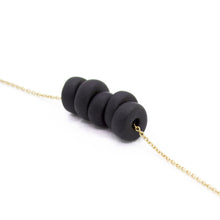 Gold Necklace - Black Disk Beads