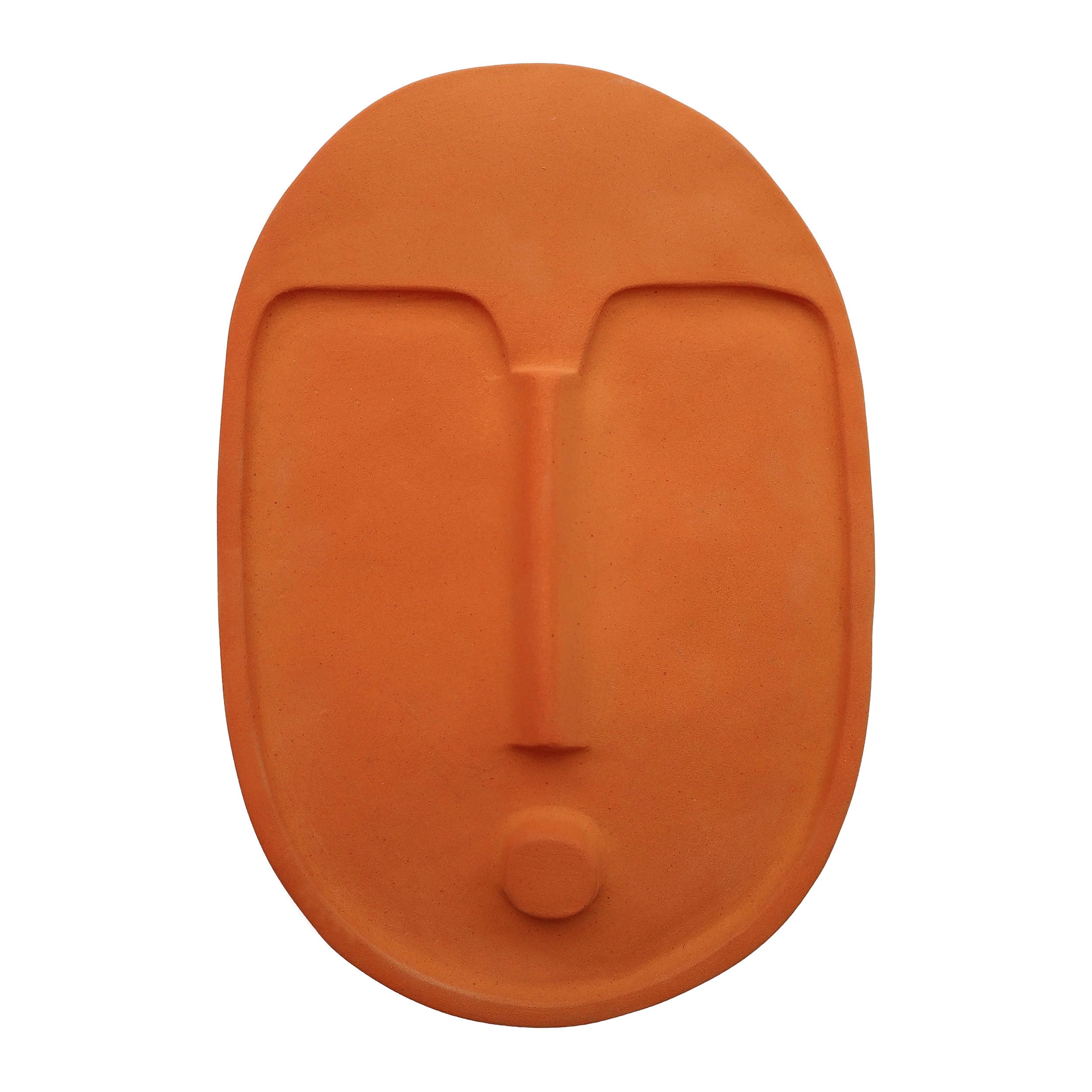 Ceramic Decorative Wall Mask - Terracotta Orange image 1