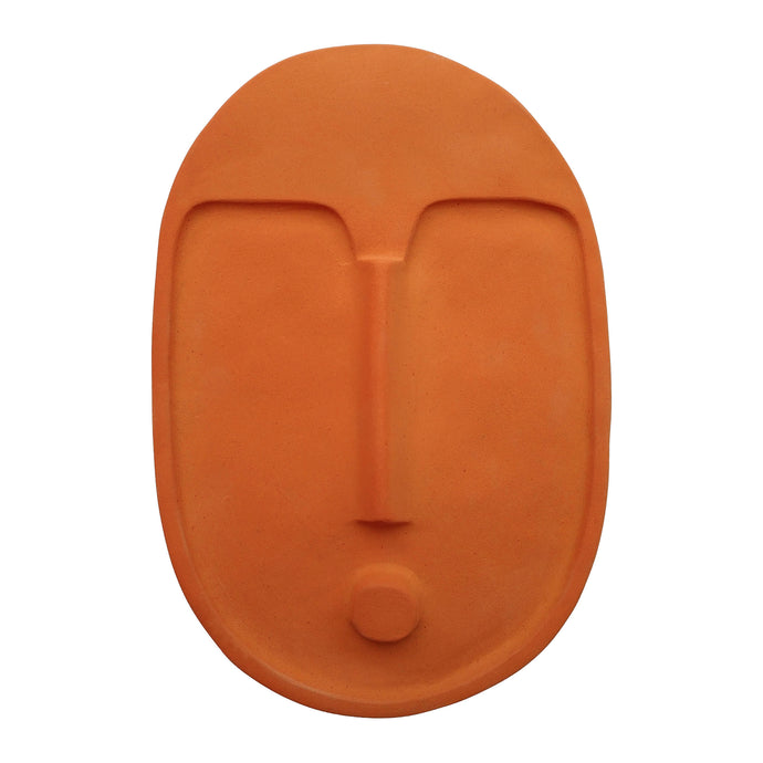 Ceramic Decorative Wall Mask - Terracotta Orange