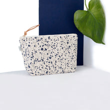 Cotton Canvas Cosmetic / Make-up Bag Terrazzo Blue Grey II