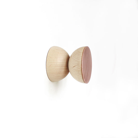 Geometric Beech Wood & Copper Wall Mounted Coat Hook / Knob
