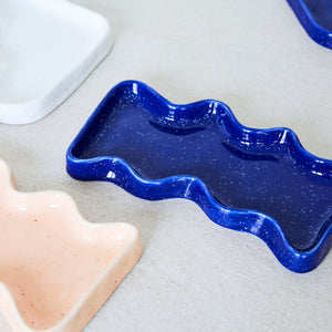 Ceramic Wave Trays - Speckled Blue