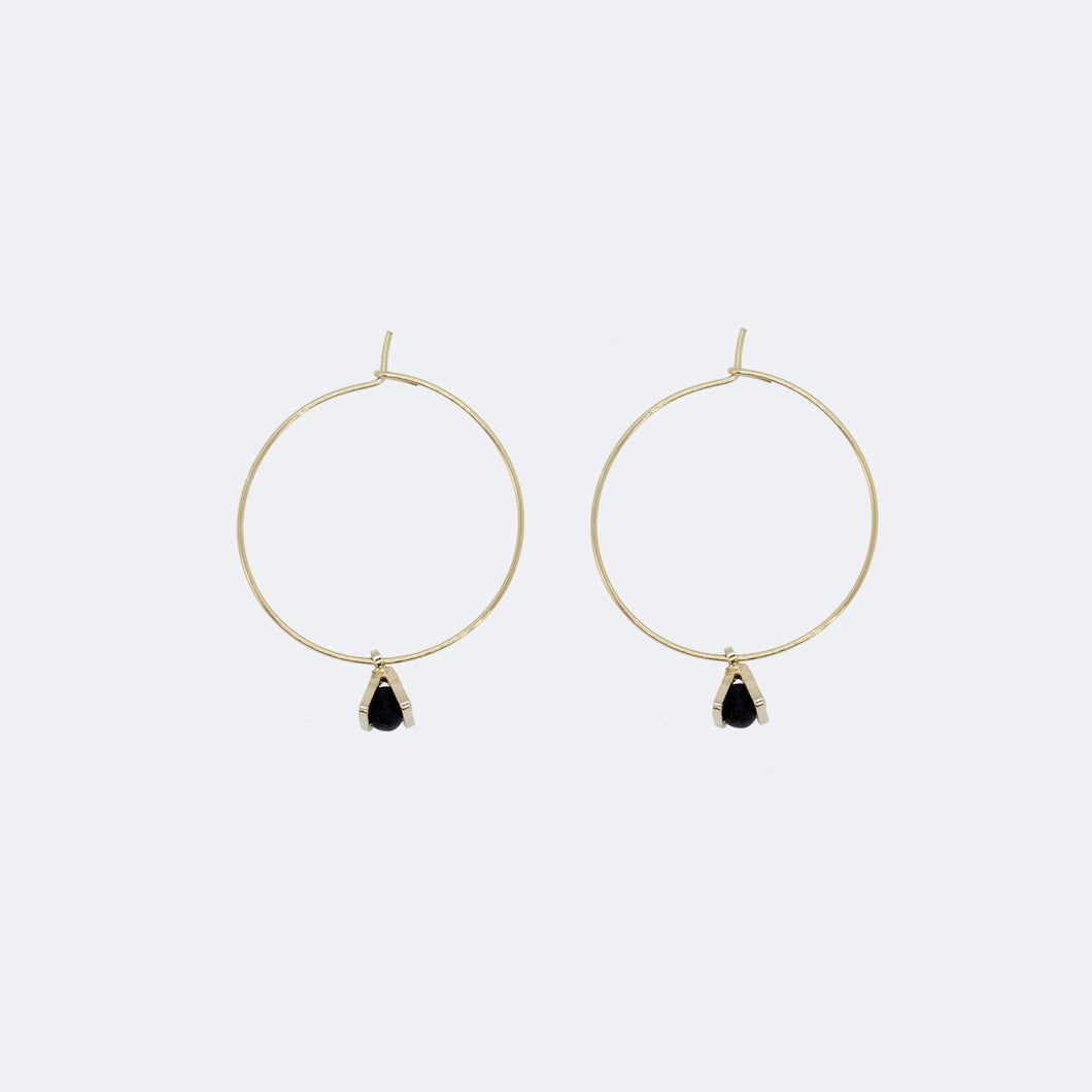 Gold Hoop Earrings - Tiny Triangle Charm
