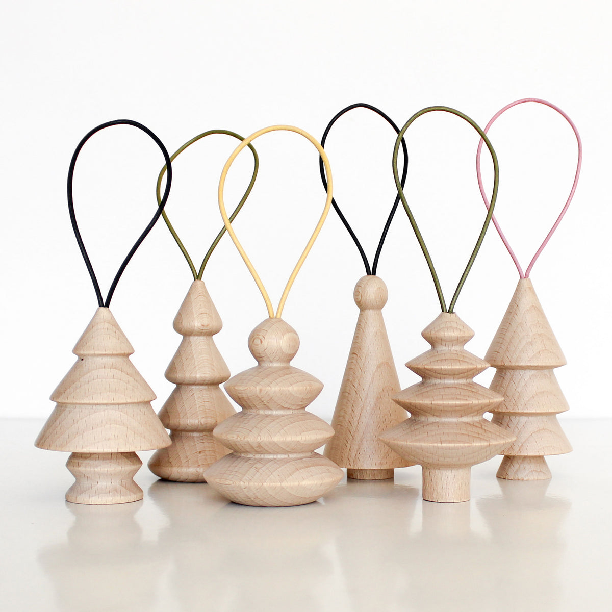 6er Set - Christbaumkugel aus Holz 