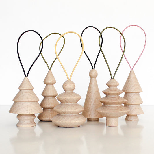 6er Set - Christbaumkugel aus Holz 