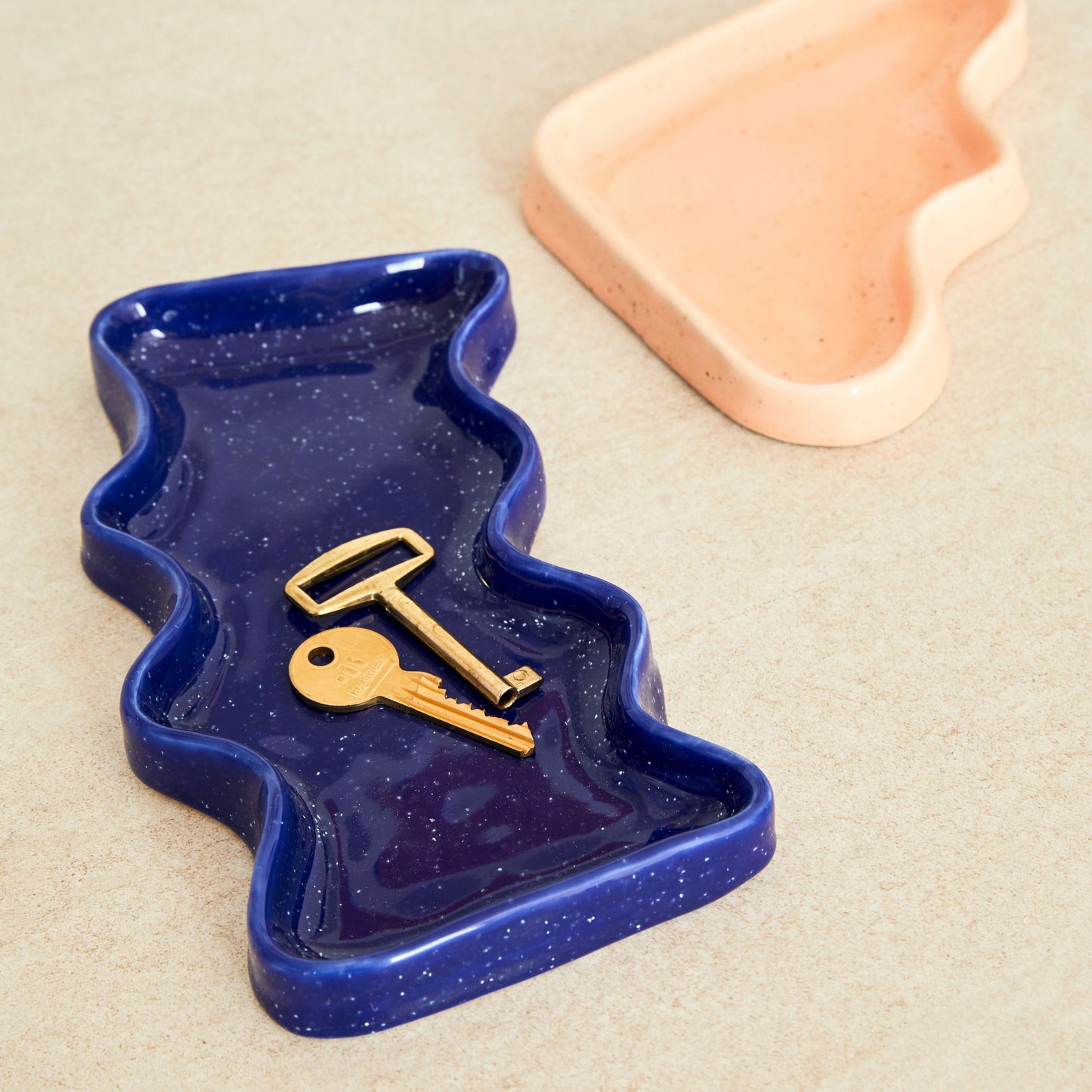 Ceramic Wave Trays - Speckled Blue - Rectangle