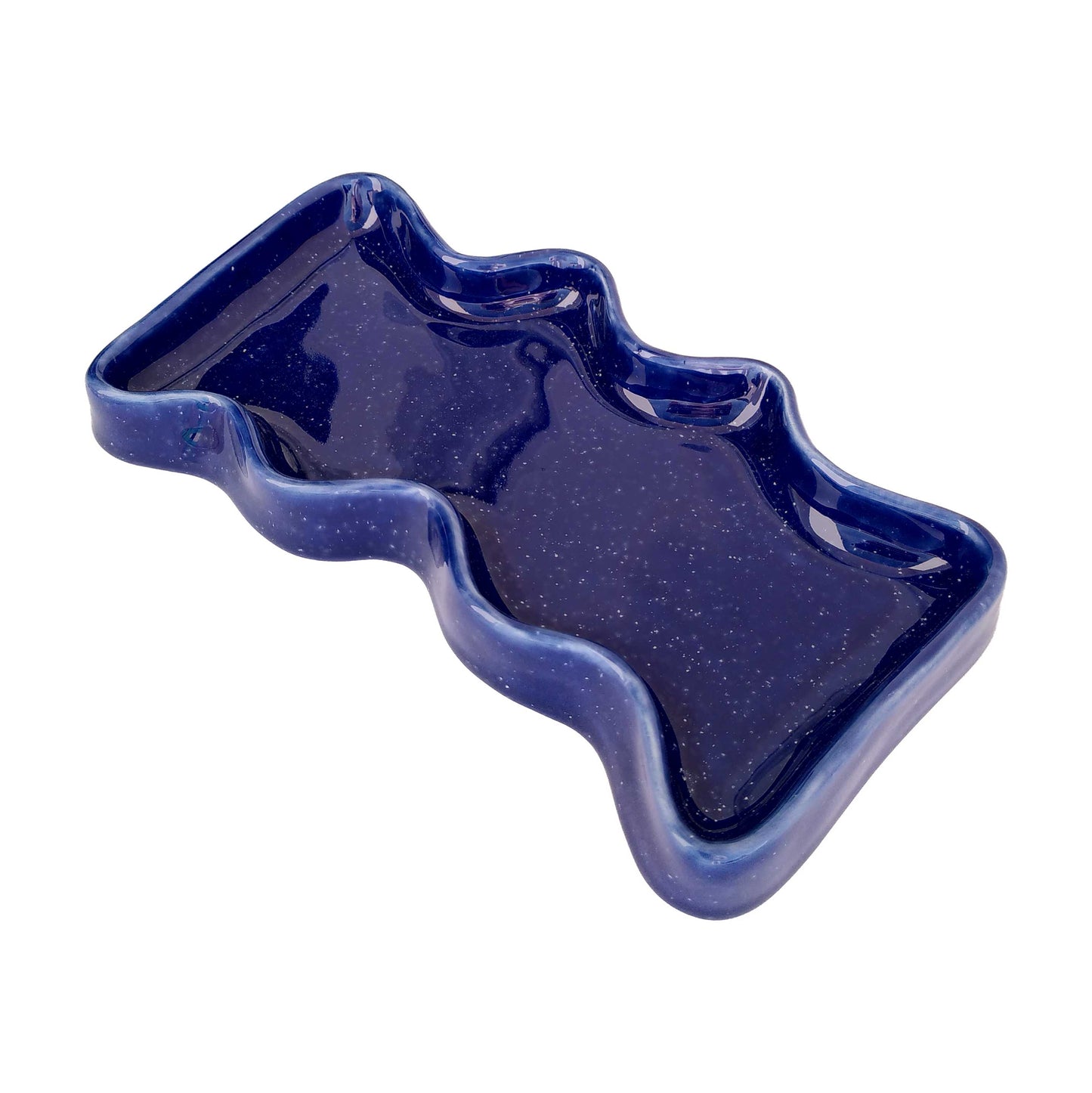 Ceramic Wave Trays - Speckled Blue - Rectangle