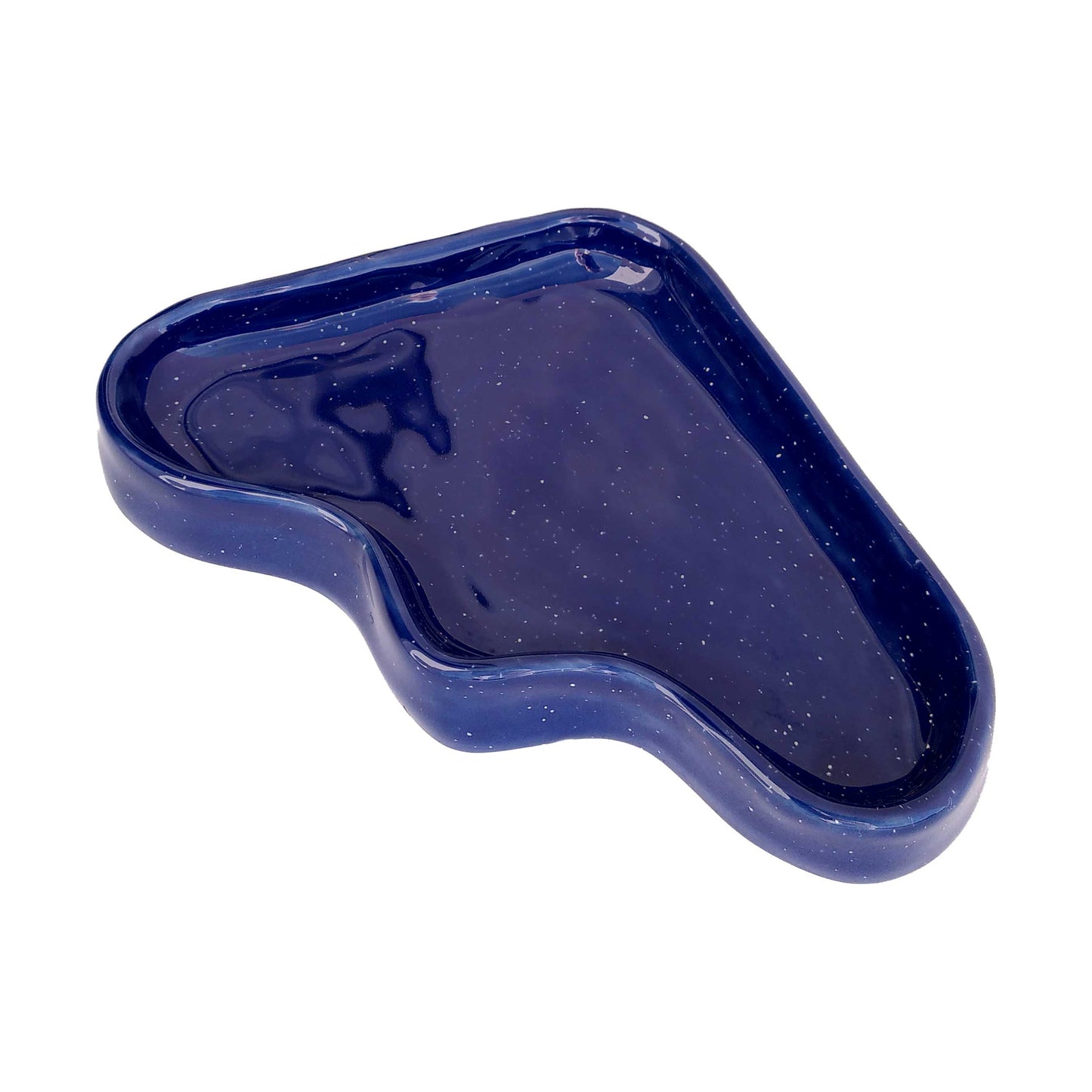 Ceramic Wave Trays - Speckled Blue - Triangle